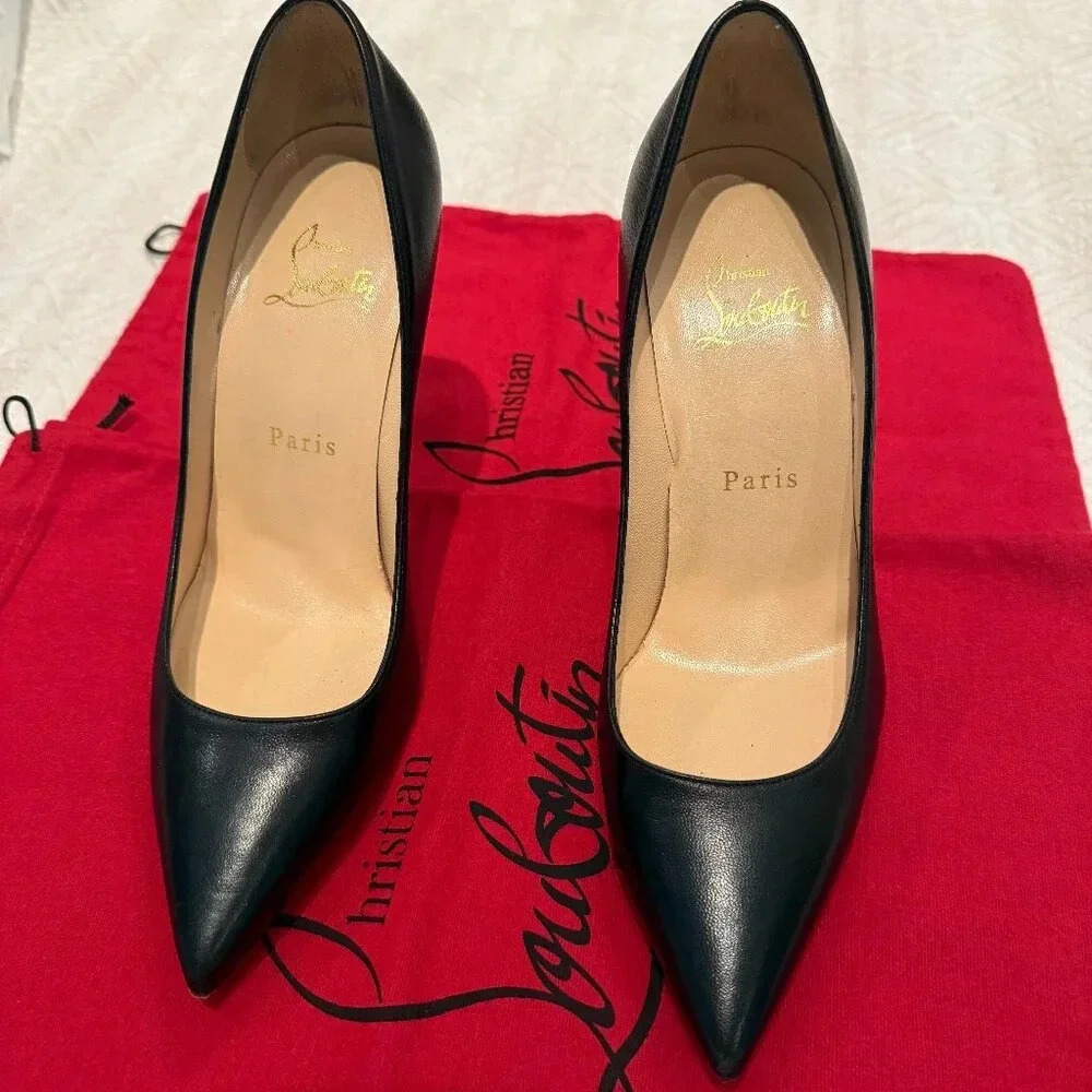 AUTHENTIC  Black 100mm Decolette 554, Christian Louboutin, 36.5 (Not For Bundle)